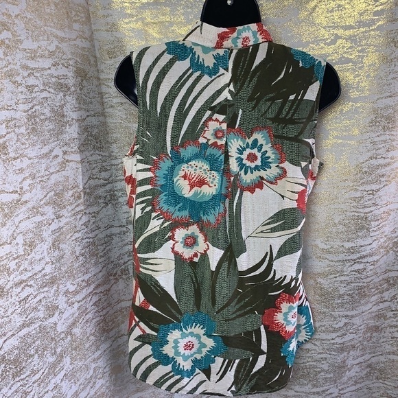 Van Heusen Tropical Floral Button Down Shirt Blouse Size S - Picture 7 of 13